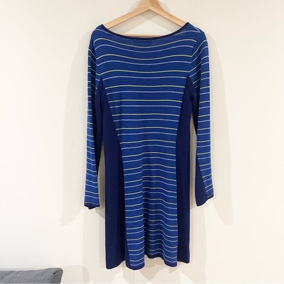 Krimson Klover Wool Dress Long Sleeves Knee Length Women size M Blue Stripes - Picture 3 of 5